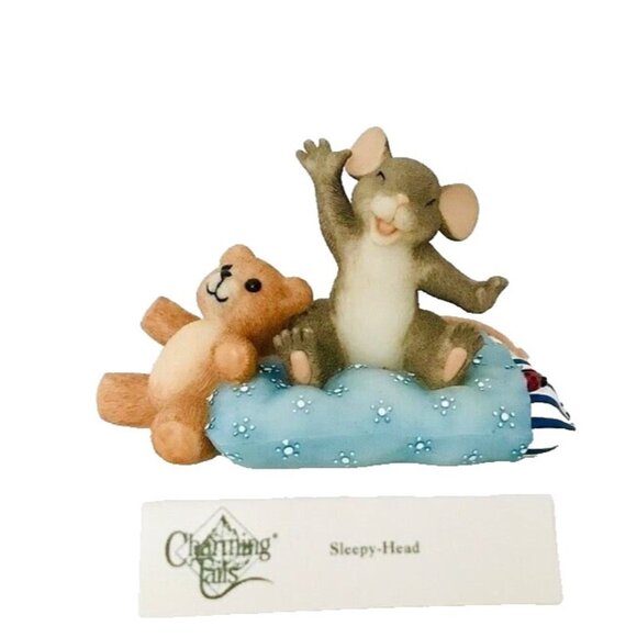 Sleepy Head Fitz & Floyd Charming Tails Mouse Teddy Bear #89/113 Figurine & Box - Picture 1 of 10